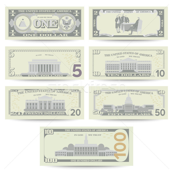 Dollars Banknote Set Vector. Cartoon Stock photo © pikepicture