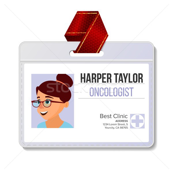 Oncologist Identification Badge Vector. Woman. Name Tag Blank. Medicine. Health. Medical Face. Isola Stock photo © pikepicture