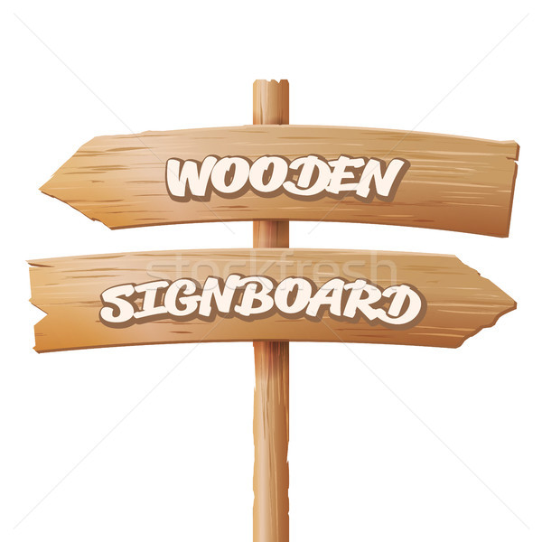 Wooden Signboards Vector. Old Geometric Sign Stand In Cartoon Style. Stock photo © pikepicture