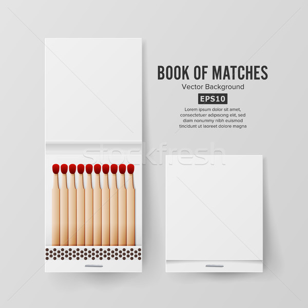 Book Of Matches Vector. Top View Closed Opened Blank. Empty Mock Up. Realistic Illustration Stock photo © pikepicture