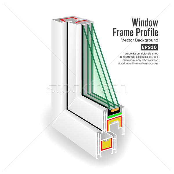 Window Frame Structure. Three Transparent Glass. Vector Illustration Stock photo © pikepicture