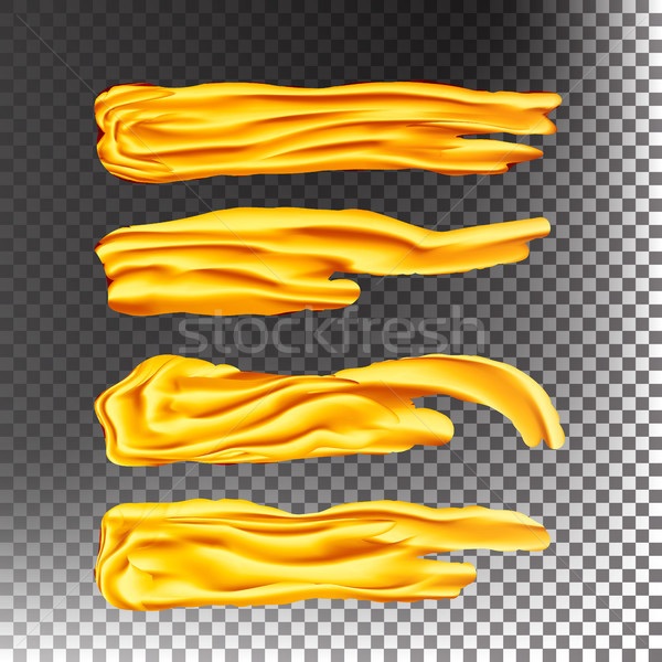 Acrylic Paint Brush Vector. Artistic Metallic Brush Strokes On Transparent Background. Stock photo © pikepicture