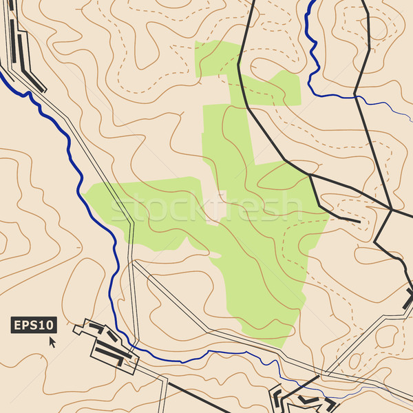 Carte routes soulagement contours cartographie vecteur [[stock_photo]] © pikepicture