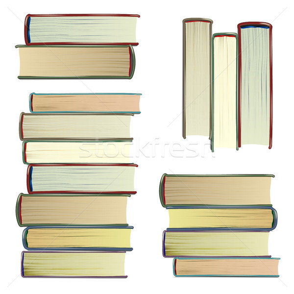 Vintage Books Set Vector. Study School Knowledge Concept. Encyclopedia, Bible. Isolated Illustration Stock photo © pikepicture