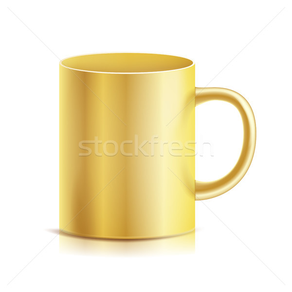 Gold Cup, Mug Vector. 3D Realistic Golden Cup Isolated On White Background. Classic Metal Mug Templa Stock photo © pikepicture
