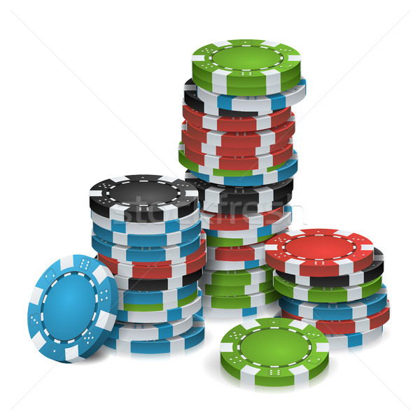 Gambling Chips Stacks Vector. 3D Realistic. Poker Game Chips Isolated On White Background For Online Stock photo © pikepicture