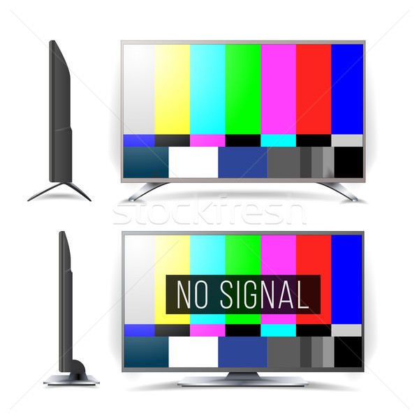 No Signal TV Test Pattern Vector. Lcd Monitor. Flat Screen TV. Television Colored Bars Signal. Analo Stock photo © pikepicture