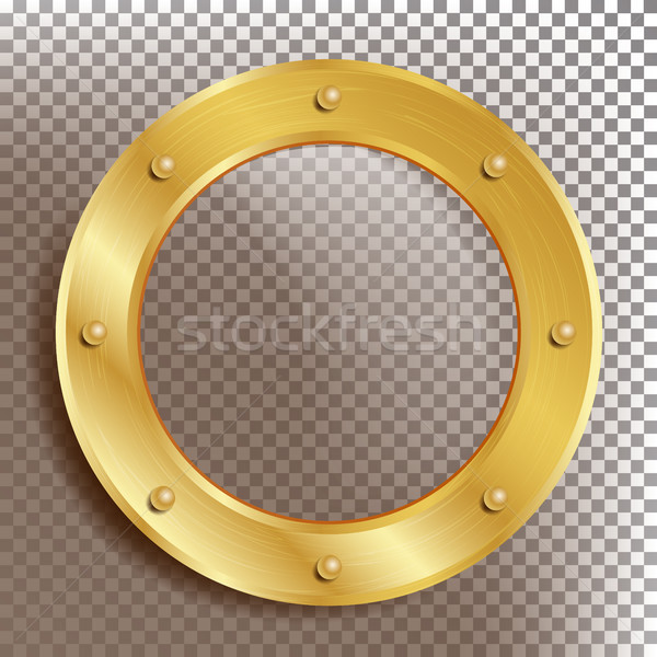 Porthole Vector. Round Golden Window With Rivets. Bathyscaphe Ship Metal Frame Design Element. For A Stock photo © pikepicture