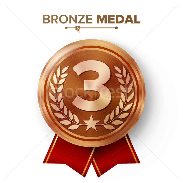 Zdjęcia stock: Brąz · miejsce · medal · wektora · metal · realistyczny