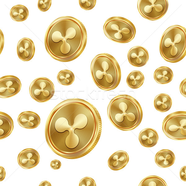 Ripple Seamless Pattern Vector. Gold Coins. Digital Currency. Fintech Blockchain. Isolated Backgroun Stock photo © pikepicture