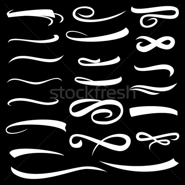 Set of White Hand Lettering Convex Underlines With Shadow Isolated. Vintage Elements For Your Design Stock photo © pikepicture