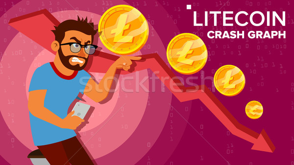 Litecoin Crash Graph Vector. Surprised Investor. Negative Growth Exchange Trading. Collapse Of Crypt Stock photo © pikepicture