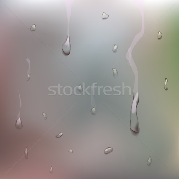 Stock photo: Wet Glass Vector. Rainy Day. Pure Droplets Condensed. Realistic Illustration