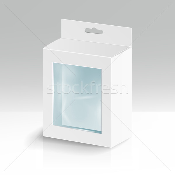 White Blank Cardboard Rectangle Vector. Empty Boxes Packaging For Products With Plastic Window. Mock Stock photo © pikepicture