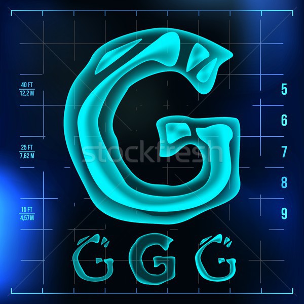 G Letter Vector. Capital Digit. Roentgen X-ray Font Light Sign. Medical Radiology Neon Scan Effect.  Stock photo © pikepicture
