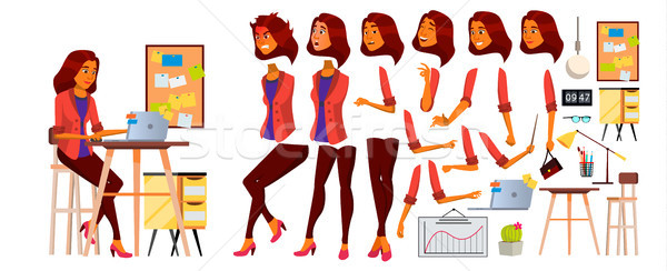 Office Worker Vector. Woman. Successful Officer, Clerk, Servant. Arab, Saudi Business Woman Worker.  Stock photo © pikepicture