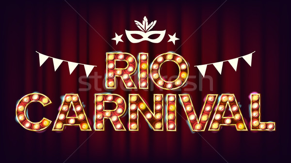 RIO Carnival Background Vector. Carnival Vintage Style Illuminated Light. For Night Party Poster Des Stock photo © pikepicture