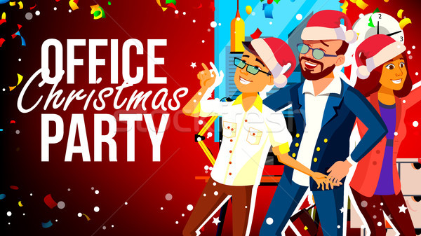 Christmas Corporate Party Vector. Holiday. Cheerful Business People. Merry Christmas And Happy New Y Stock photo © pikepicture