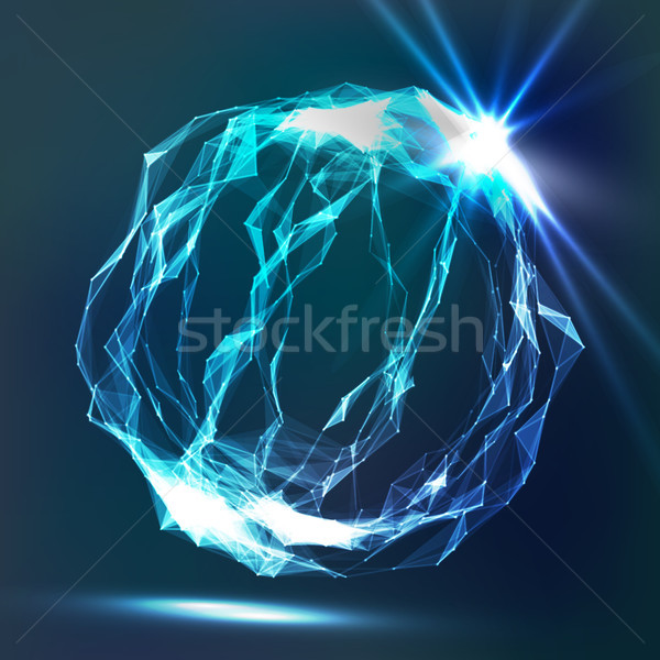 Splash Of Glowing Particles. Futuristic Cyber Backdrop. Flying Debris. 3D Vector Illustration. Stock photo © pikepicture