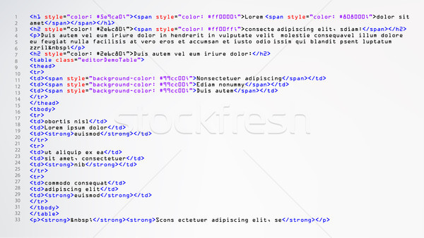 HTML Abstract Code Vector. Colorful Tags In Browser View. Source Code. Abstract Computer Script. Stock photo © pikepicture