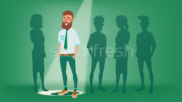 Man Stand Out From The Crowd Vector. Choosing Worker. Smiling Business Man. Standing Office Workers. Stock photo © pikepicture