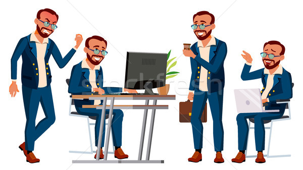 Büroangestellte Vektor Gesicht Emotionen Gesten Geschäftsmann Stock foto © pikepicture