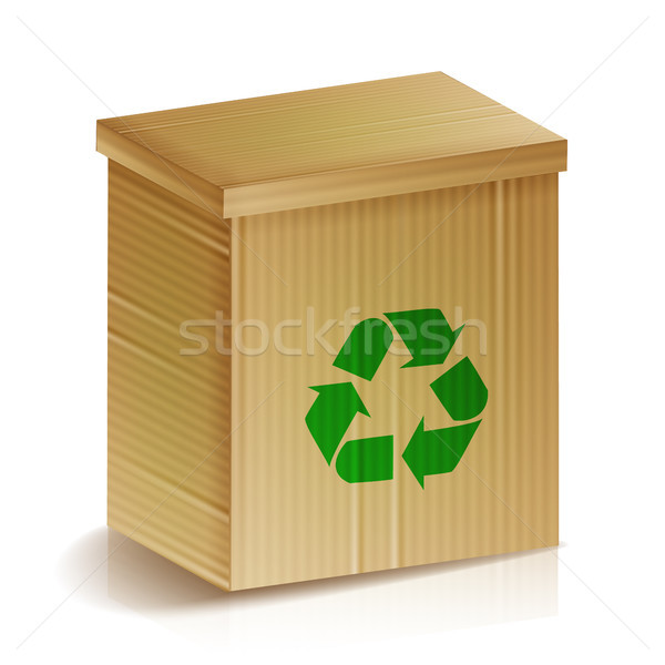 Reciclaţi cutie realist pachet semna bine Imagine de stoc © pikepicture