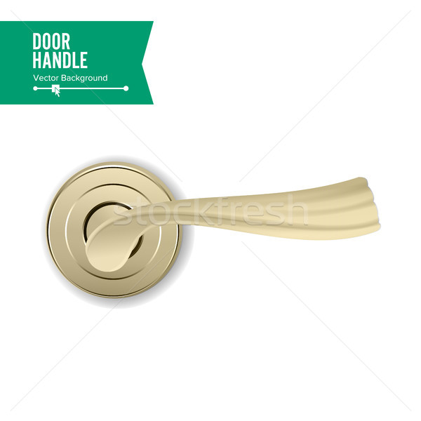 Door Handle Vector. Realistic Classic Element Isolated On White Background. Metal Gold Door Handle L Stock photo © pikepicture