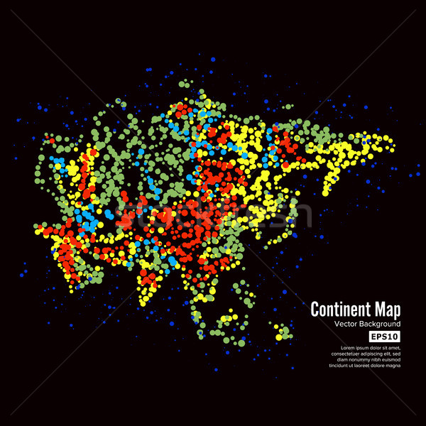 Stock photo: Asia. Continent Map Abstract Background Vector. Formed From Colorful Dots Isolated On Black.