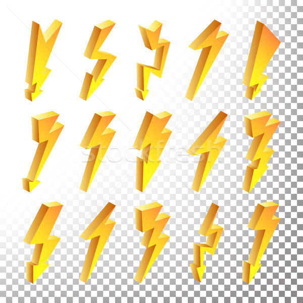 3D Lightning Icons Vector Set. Cartoon Yellow Lightning Isolated Illustration. Flash Pictograms. Lig Stock photo © pikepicture