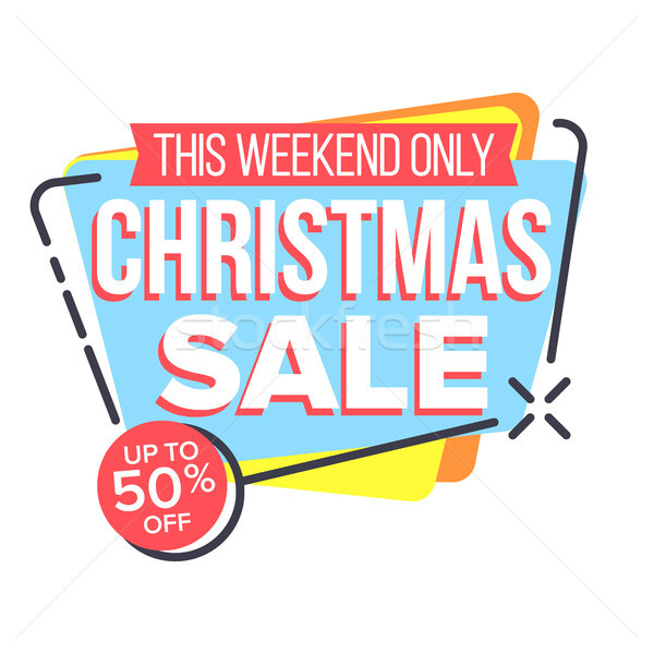 Stockfoto: Christmas · verkoop · sticker · vector · winkelen · half