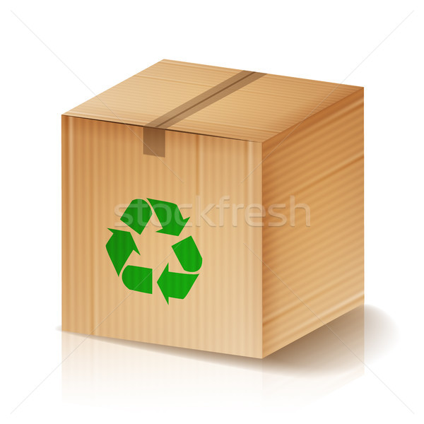 Recycle Box Vector. Brown Cardboard Box With Recycling Symbol. Isolated Illustration Stock photo © pikepicture