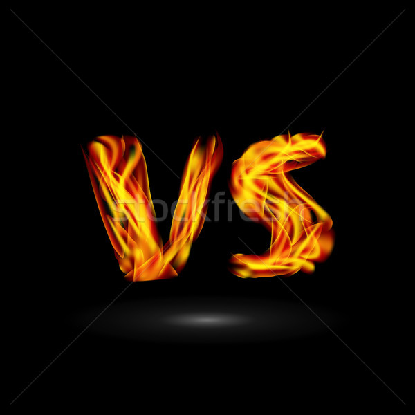 Versus Vector. Flame Letters Fight Background Design. Competition Icon. Fight Symbol Stock photo © pikepicture