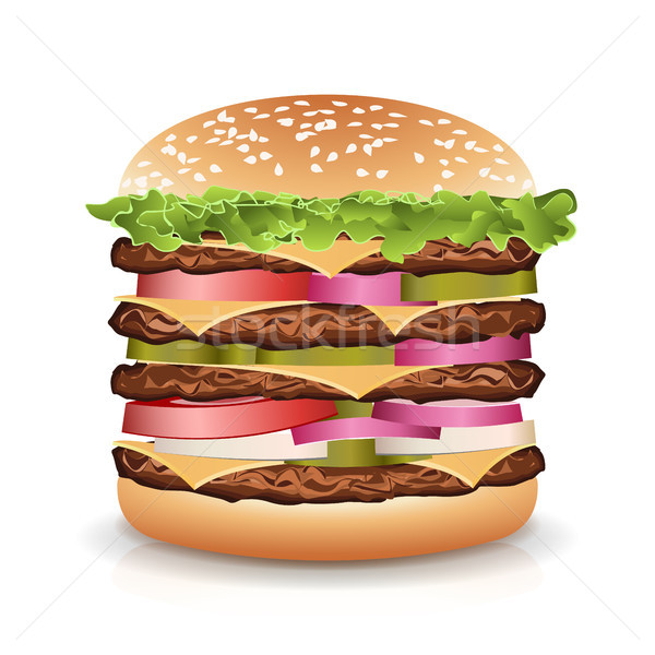 Stock foto: Fast-Food · realistisch · burger · Vektor · groß · Symbol