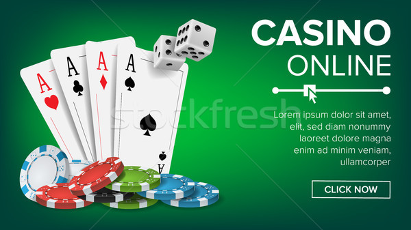 Casino Poker Design Vector. Casino Theme Fortune Background Concept. Poker Cards, Chips, Playing Gam Stock photo © pikepicture