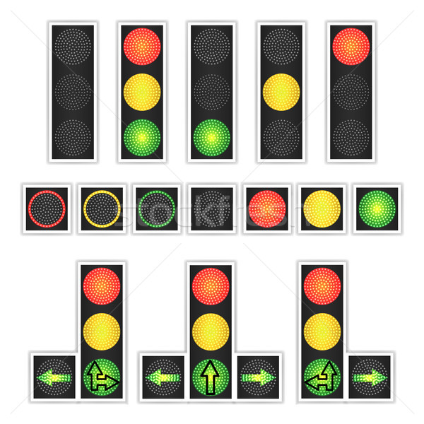 Road Traffic Light Vector. Realistic LED Panel. Sequence Lights Red, Yellow, Green. Go, Wait, Stop S Stock photo © pikepicture