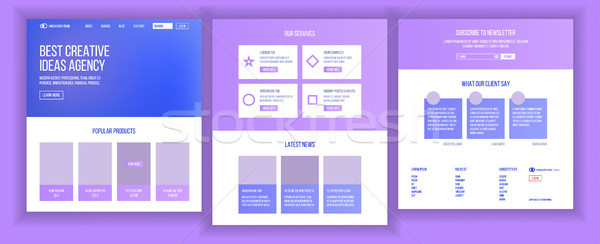 Website Design Template Vector. Business Landing. Web Page. IT Technology. Optimization Progress. Ad Stock photo © pikepicture