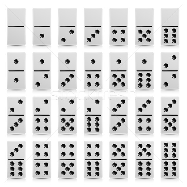 ストックフォト: ドミノ · セット · ベクトル · 現実的な · 実例 · 白