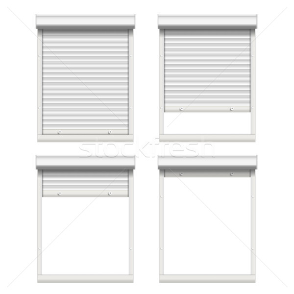 Vector Rolling Shutters. White Metallic Roller Shutter Isolated On White Background Illustration. Stock photo © pikepicture