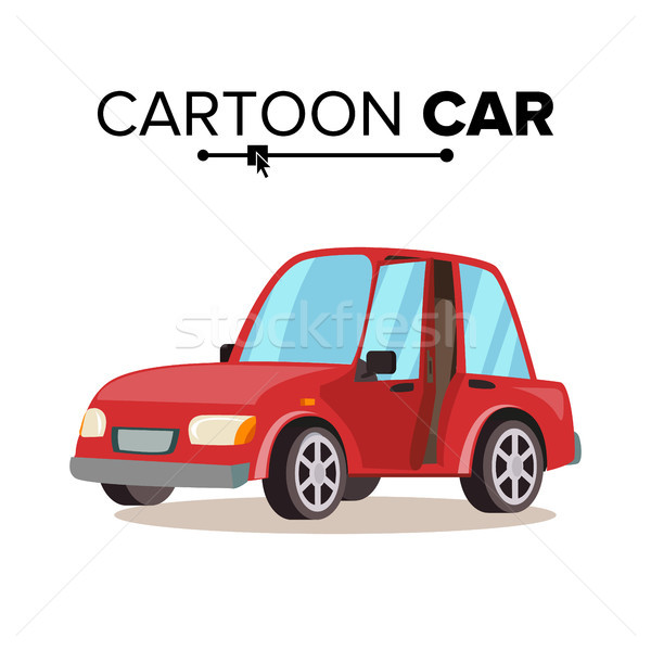 Foto stock: Cartoon · coche · vector · estilo · aislado · blanco