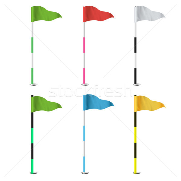 Golf steaguri vector realist teren de golf izolat Imagine de stoc © pikepicture