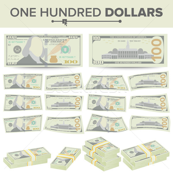 Stock foto: 100 · Dollar · Vektor · Karikatur · Währung