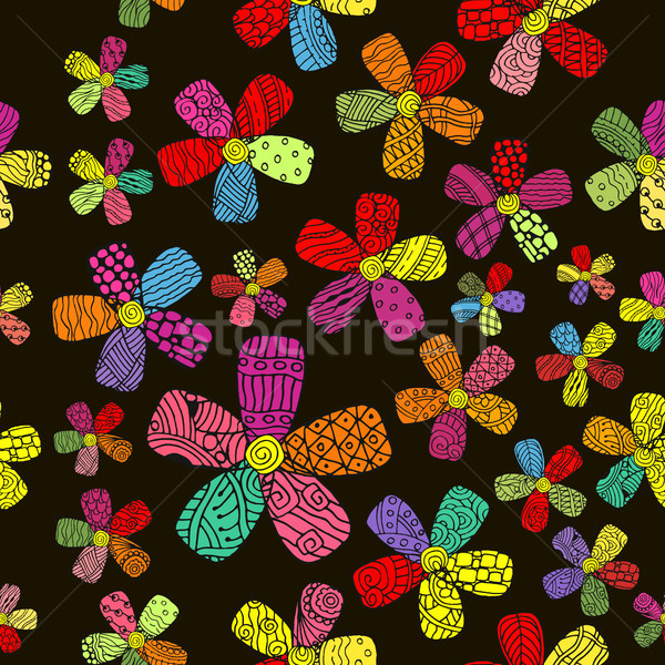 Vector Pattern 60s. Seamless Background Inspired Flower Power. Counterculture, Social Revolution In  Stock photo © pikepicture