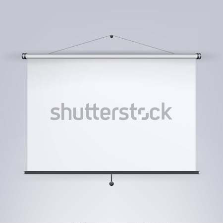 Meeting Projector Screen Vector. Blank White Board, Presentation Display Illustration Stock photo © pikepicture