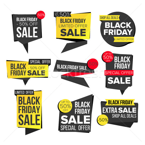 Black Friday Sale Banner Set Vector. Discount Tag, Special Friday Offer Banner. Special Offer Black  Stock photo © pikepicture