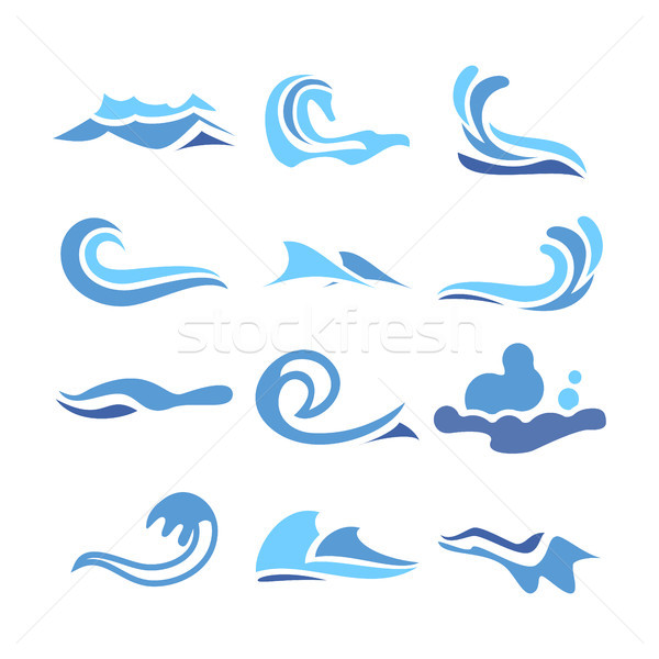 Wave Water Icon Set Vector. Flowing Water Elements. Isolated Illustration Stock photo © pikepicture