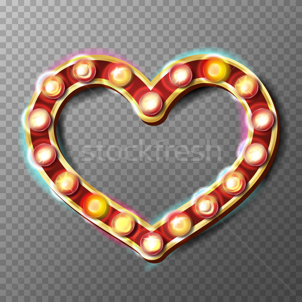 Golden Herz Rahmen Zeichen Vektor glühend Stock foto © pikepicture