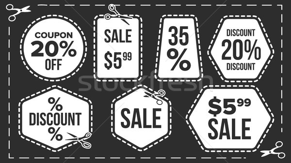 Sale Banners Set Vector. Craft Blade. Cutout Template. Discount Badge. Advertising Element. Flat Iso Stock photo © pikepicture