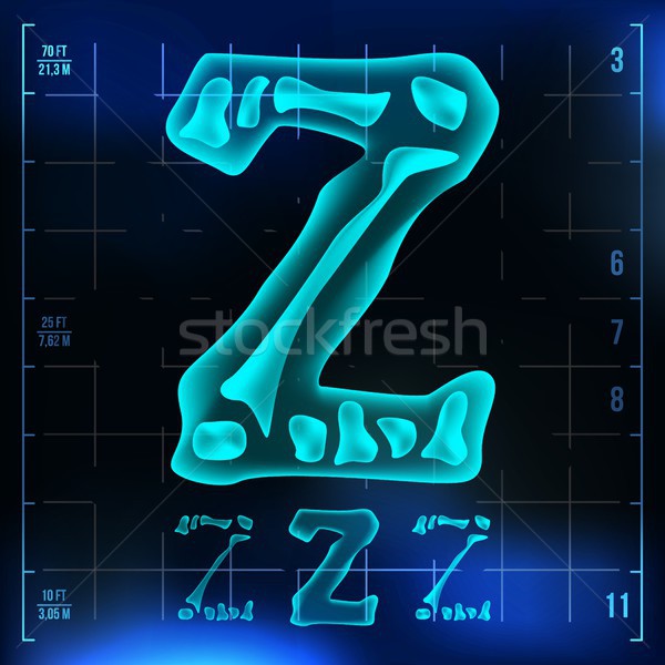 Z Letter Vector. Capital Digit. Roentgen X-ray Font Light Sign. Medical Radiology Neon Scan Effect.  Stock photo © pikepicture