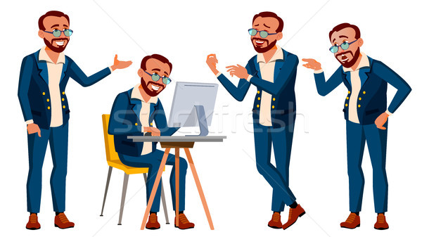 Office Worker Vector. Emotions, Various Gestures. In Action. Lifestyle. Turkish. Turk. Adult Entrepr Stock photo © pikepicture
